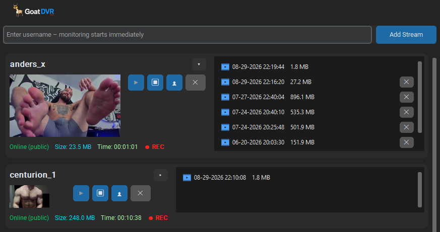 Previously Recorded Streams